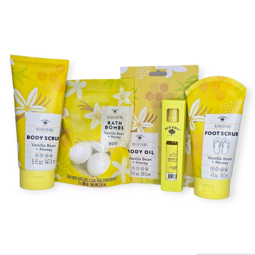 Bolero Beverly Hills Nourishing Vanilla Bean and Honey Bath and Skincare Set 4pc